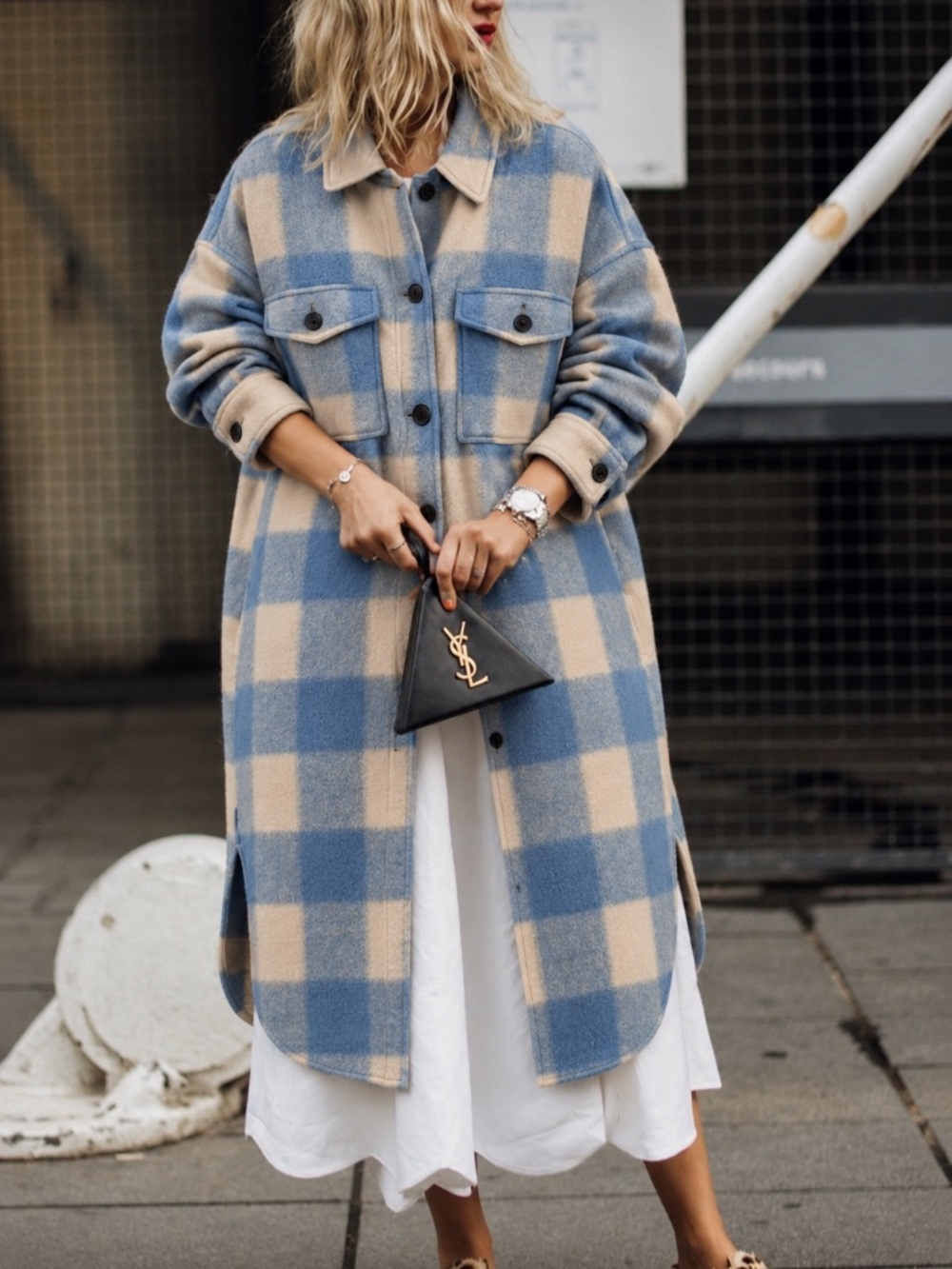 NWT Isabel Marant Étoile Fontizi Blue Cream Plaid Coat – Size T1 - Picture 13 of 14